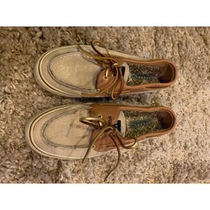 Women’s sperry gold sparkly boat shoes size 8M